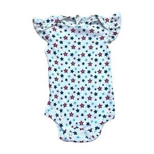 NWT Baby Girls Baby Starters Patriotic Flutter Sleeve Fourth of July Bodysuit 3m